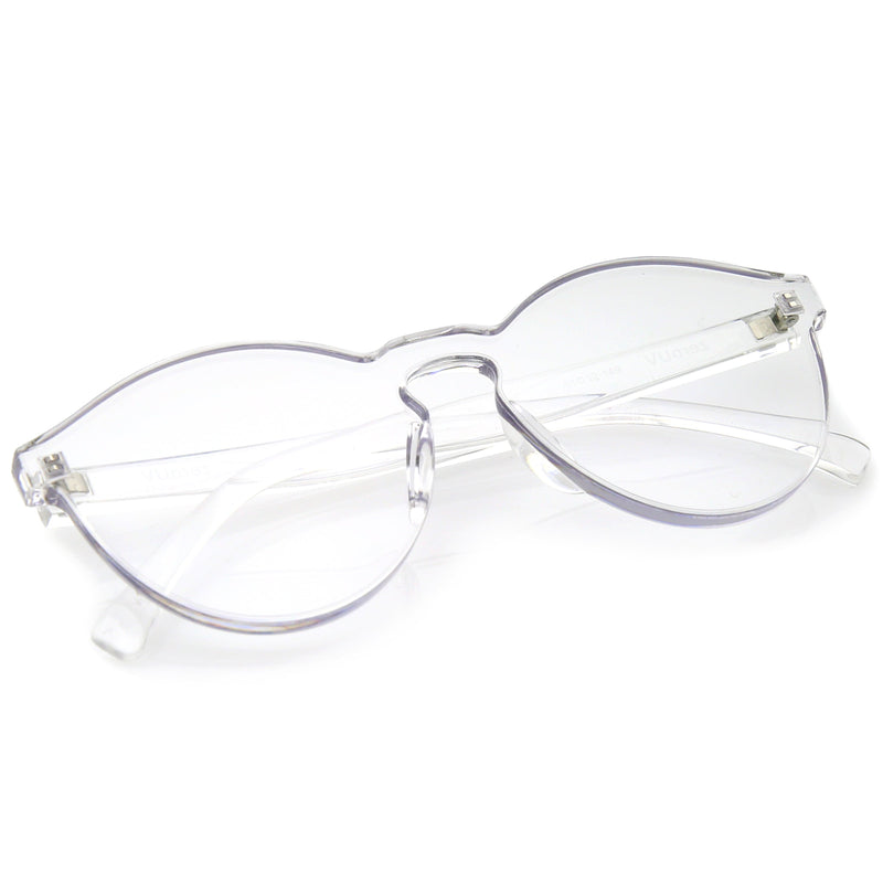 zeroUV Rimless Monoblock Cut PC Color Lens Rimless Sunglasses A368 Sunglasses White Smoke Yellow,Purple,Green,Pink,Red,Clear,Smoke