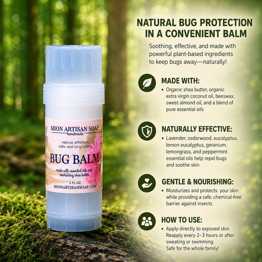 MION Artisan Soap Co. Bug Balm | Made With Essential Oils | 100% Natural Antique White