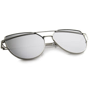 zeroUV Oversize Thin Cross Brow Mirrored Flat Lens Sunglasses A545 Sunglasses White Smoke Silver Silver Mirror,Gold Pink Mirror,Gold Blue Mirror,Gold Smoke Mirror,Black Magenta Mirror,Gold Gold Mirror,Silver Pink Mirror,Black Pink Mirror