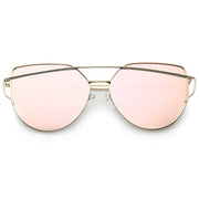 zeroUV Oversize Thin Cross Brow Mirrored Flat Lens Sunglasses A545 Sunglasses Misty Rose Silver Silver Mirror,Gold Pink Mirror,Gold Blue Mirror,Gold Smoke Mirror,Black Magenta Mirror,Gold Gold Mirror,Silver Pink Mirror,Black Pink Mirror