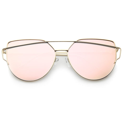 zeroUV Oversize Thin Cross Brow Mirrored Flat Lens Sunglasses A545 Sunglasses Misty Rose Silver Silver Mirror,Gold Pink Mirror,Gold Blue Mirror,Gold Smoke Mirror,Black Magenta Mirror,Gold Gold Mirror,Silver Pink Mirror,Black Pink Mirror