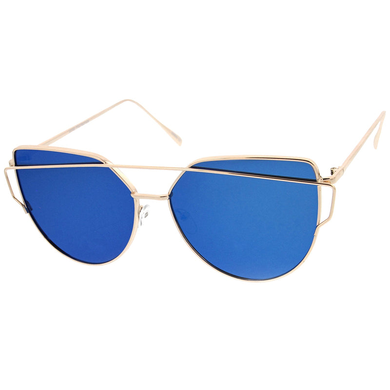 zeroUV Oversize Thin Cross Brow Mirrored Flat Lens Sunglasses A545 Sunglasses White Smoke Silver Silver Mirror,Gold Pink Mirror,Gold Blue Mirror,Gold Smoke Mirror,Black Magenta Mirror,Gold Gold Mirror,Silver Pink Mirror,Black Pink Mirror
