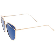 zeroUV Oversize Thin Cross Brow Mirrored Flat Lens Sunglasses A545 Sunglasses White Smoke Silver Silver Mirror,Gold Pink Mirror,Gold Blue Mirror,Gold Smoke Mirror,Black Magenta Mirror,Gold Gold Mirror,Silver Pink Mirror,Black Pink Mirror