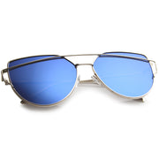 zeroUV Oversize Thin Cross Brow Mirrored Flat Lens Sunglasses A545 Sunglasses White Smoke Silver Silver Mirror,Gold Pink Mirror,Gold Blue Mirror,Gold Smoke Mirror,Black Magenta Mirror,Gold Gold Mirror,Silver Pink Mirror,Black Pink Mirror