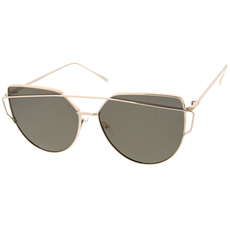 zeroUV Oversize Thin Cross Brow Mirrored Flat Lens Sunglasses A545 Sunglasses White Smoke Silver Silver Mirror,Gold Pink Mirror,Gold Blue Mirror,Gold Smoke Mirror,Black Magenta Mirror,Gold Gold Mirror,Silver Pink Mirror,Black Pink Mirror