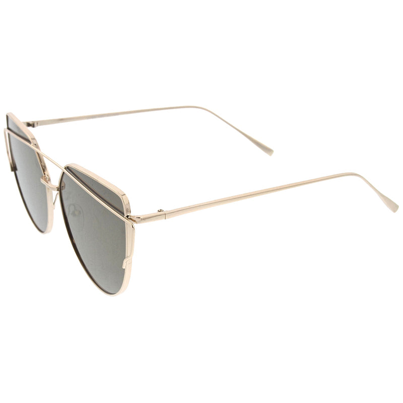 zeroUV Oversize Thin Cross Brow Mirrored Flat Lens Sunglasses A545 Sunglasses White Smoke Silver Silver Mirror,Gold Pink Mirror,Gold Blue Mirror,Gold Smoke Mirror,Black Magenta Mirror,Gold Gold Mirror,Silver Pink Mirror,Black Pink Mirror