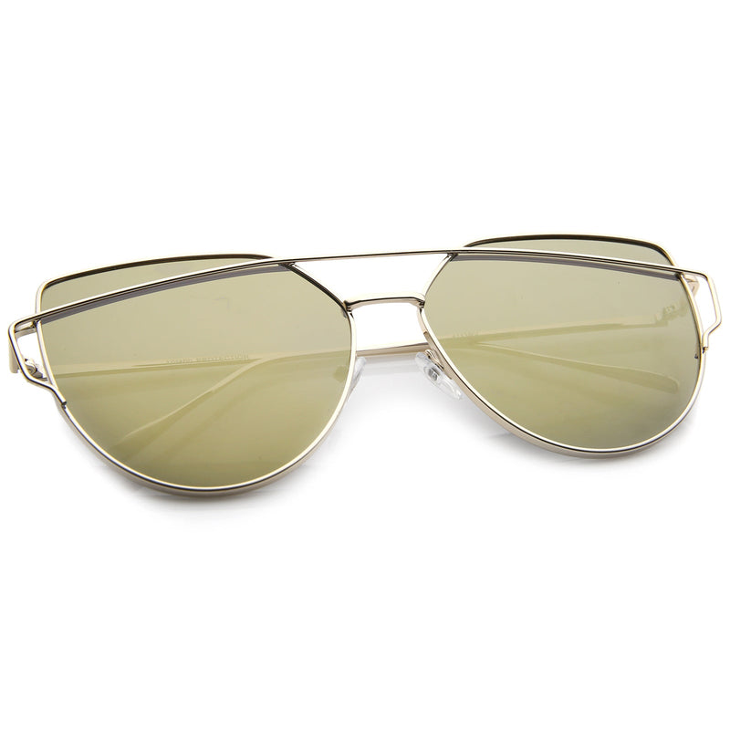 zeroUV Oversize Thin Cross Brow Mirrored Flat Lens Sunglasses A545 Sunglasses White Smoke Silver Silver Mirror,Gold Pink Mirror,Gold Blue Mirror,Gold Smoke Mirror,Black Magenta Mirror,Gold Gold Mirror,Silver Pink Mirror,Black Pink Mirror