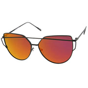 zeroUV Oversize Thin Cross Brow Mirrored Flat Lens Sunglasses A545 Sunglasses White Smoke Silver Silver Mirror,Gold Pink Mirror,Gold Blue Mirror,Gold Smoke Mirror,Black Magenta Mirror,Gold Gold Mirror,Silver Pink Mirror,Black Pink Mirror