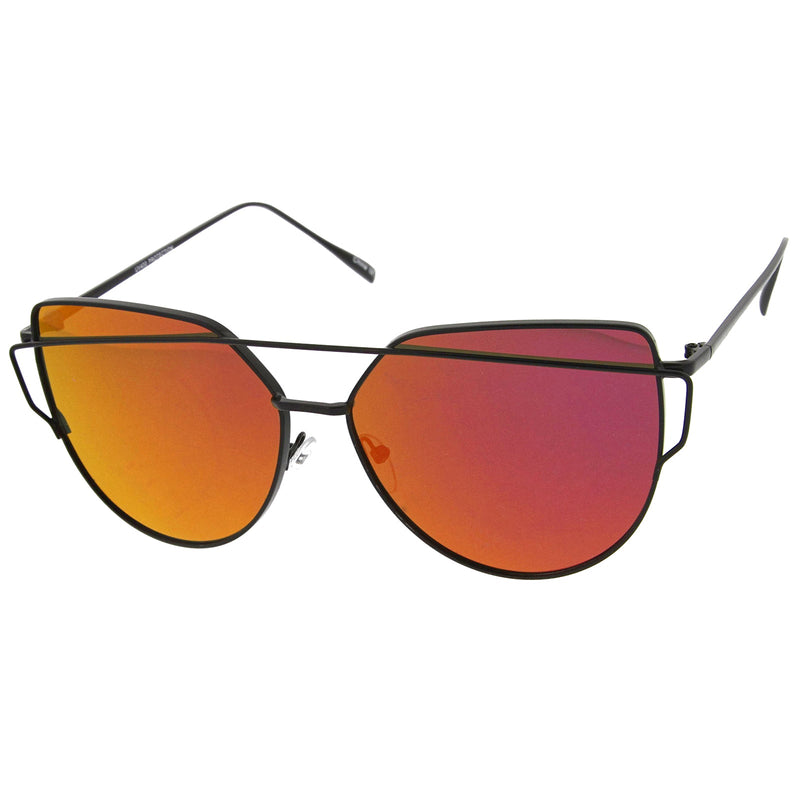zeroUV Oversize Thin Cross Brow Mirrored Flat Lens Sunglasses A545 Sunglasses White Smoke Silver Silver Mirror,Gold Pink Mirror,Gold Blue Mirror,Gold Smoke Mirror,Black Magenta Mirror,Gold Gold Mirror,Silver Pink Mirror,Black Pink Mirror