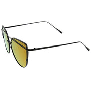zeroUV Oversize Thin Cross Brow Mirrored Flat Lens Sunglasses A545 Sunglasses White Smoke Silver Silver Mirror,Gold Pink Mirror,Gold Blue Mirror,Gold Smoke Mirror,Black Magenta Mirror,Gold Gold Mirror,Silver Pink Mirror,Black Pink Mirror