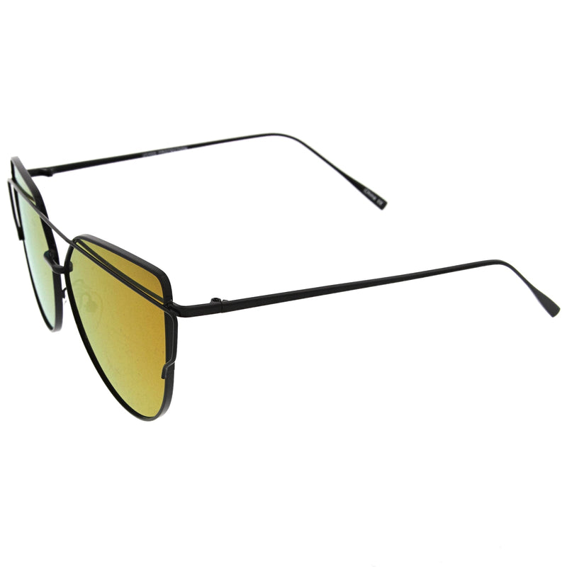 zeroUV Oversize Thin Cross Brow Mirrored Flat Lens Sunglasses A545 Sunglasses White Smoke Silver Silver Mirror,Gold Pink Mirror,Gold Blue Mirror,Gold Smoke Mirror,Black Magenta Mirror,Gold Gold Mirror,Silver Pink Mirror,Black Pink Mirror
