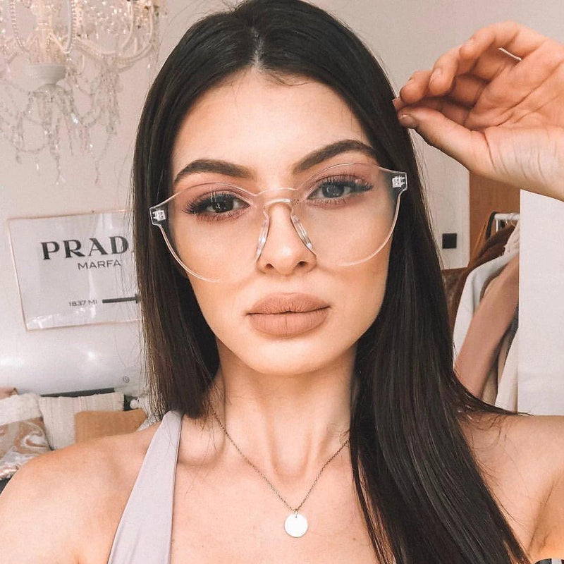 zeroUV Mono Block Rimless PC Color Tone Lens Sunglasses A555 Sunglasses Peach Puff Red,Blue,Pink,Orange,Smoke,Clear,Dark Pink,Black,Yellow