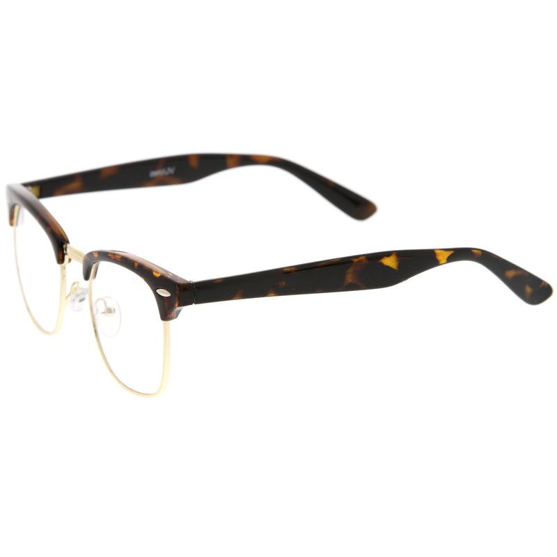 zeroUV Vintage Inspired Classic Horned Rim Half Frame Clear Lens Glasses 2933 Glasses White Smoke Black Gold,Black Gunmetal,Tortoise Gold,Tortoise Bronze,Black Silver,White Gold,Red Bronze,Black Black