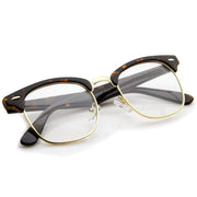 zeroUV Vintage Inspired Classic Horned Rim Half Frame Clear Lens Glasses 2933 Glasses White Smoke Black Gold,Black Gunmetal,Tortoise Gold,Tortoise Bronze,Black Silver,White Gold,Red Bronze,Black Black