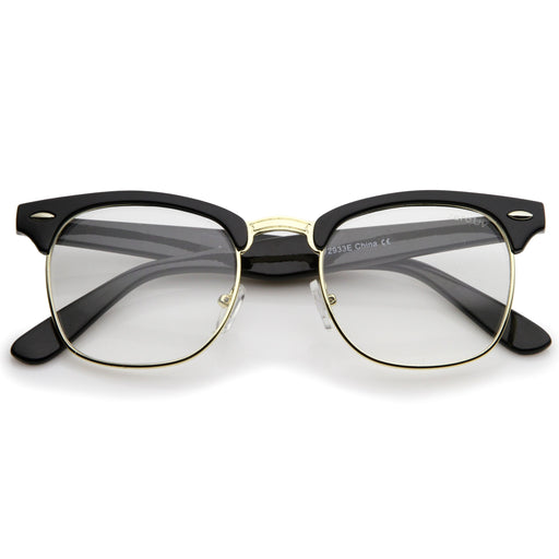zeroUV Vintage Inspired Classic Horned Rim Half Frame Clear Lens Glasses 2933 Glasses White Smoke Black Gold,Black Gunmetal,Tortoise Gold,Tortoise Bronze,Black Silver,White Gold,Red Bronze,Black Black