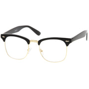 zeroUV Vintage Inspired Classic Horned Rim Half Frame Clear Lens Glasses 2933 Glasses White Smoke Black Gold,Black Gunmetal,Tortoise Gold,Tortoise Bronze,Black Silver,White Gold,Red Bronze,Black Black