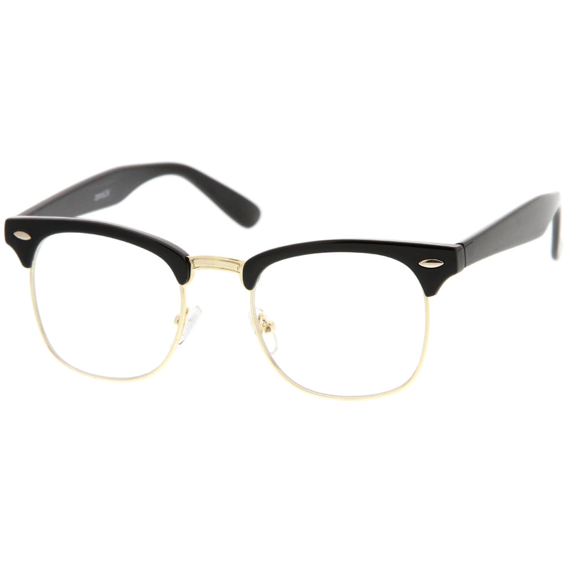 zeroUV Vintage Inspired Classic Horned Rim Half Frame Clear Lens Glasses 2933 Glasses White Smoke Black Gold,Black Gunmetal,Tortoise Gold,Tortoise Bronze,Black Silver,White Gold,Red Bronze,Black Black