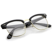 zeroUV Vintage Inspired Classic Horned Rim Half Frame Clear Lens Glasses 2933 Glasses White Smoke Black Gold,Black Gunmetal,Tortoise Gold,Tortoise Bronze,Black Silver,White Gold,Red Bronze,Black Black