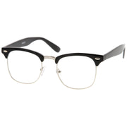zeroUV Vintage Inspired Classic Horned Rim Half Frame Clear Lens Glasses 2933 Glasses White Smoke Black Gold,Black Gunmetal,Tortoise Gold,Tortoise Bronze,Black Silver,White Gold,Red Bronze,Black Black