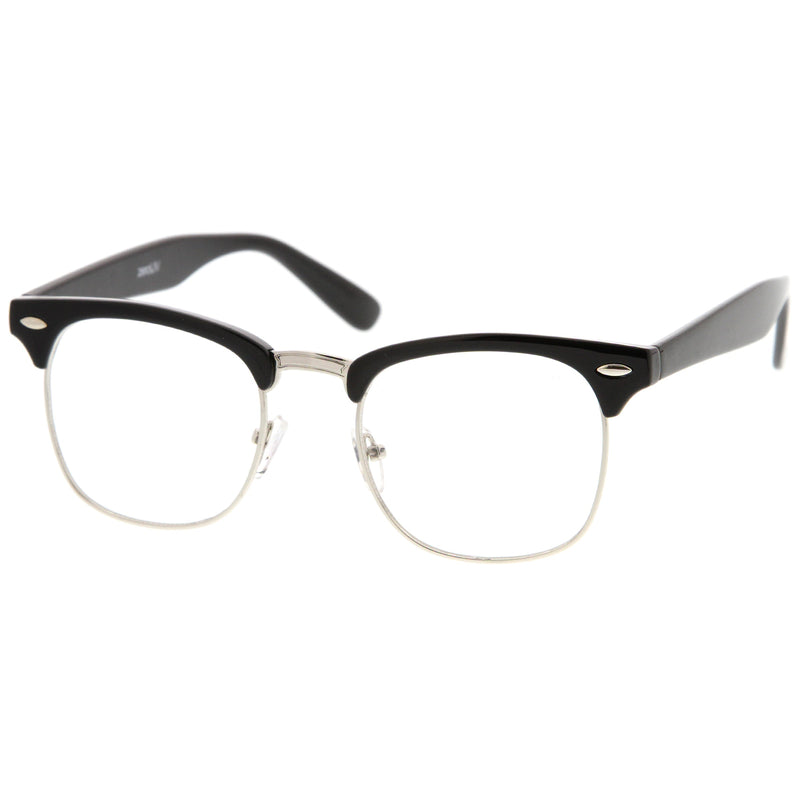 zeroUV Vintage Inspired Classic Horned Rim Half Frame Clear Lens Glasses 2933 Glasses White Smoke Black Gold,Black Gunmetal,Tortoise Gold,Tortoise Bronze,Black Silver,White Gold,Red Bronze,Black Black