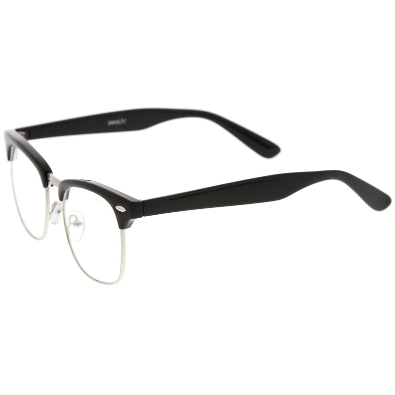 zeroUV Vintage Inspired Classic Horned Rim Half Frame Clear Lens Glasses 2933 Glasses White Smoke Black Gold,Black Gunmetal,Tortoise Gold,Tortoise Bronze,Black Silver,White Gold,Red Bronze,Black Black