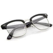 zeroUV Vintage Inspired Classic Horned Rim Half Frame Clear Lens Glasses 2933 Glasses White Smoke Black Gold,Black Gunmetal,Tortoise Gold,Tortoise Bronze,Black Silver,White Gold,Red Bronze,Black Black