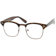 zeroUV Vintage Inspired Classic Horned Rim Half Frame Clear Lens Glasses 2933 Glasses White Smoke Black Gold,Black Gunmetal,Tortoise Gold,Tortoise Bronze,Black Silver,White Gold,Red Bronze,Black Black