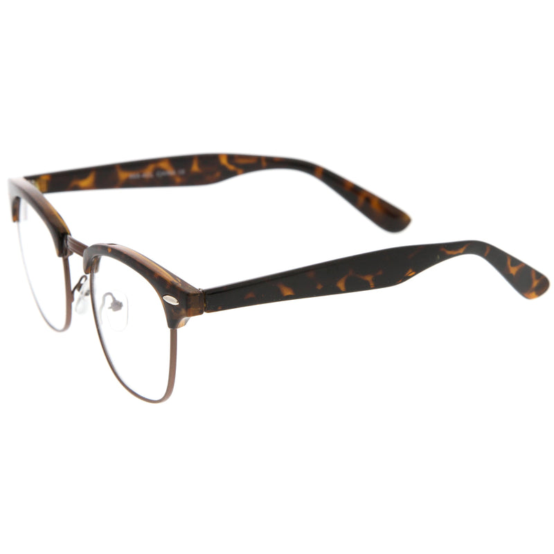 zeroUV Vintage Inspired Classic Horned Rim Half Frame Clear Lens Glasses 2933 Glasses White Smoke Black Gold,Black Gunmetal,Tortoise Gold,Tortoise Bronze,Black Silver,White Gold,Red Bronze,Black Black