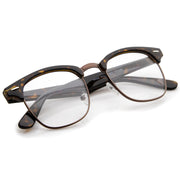zeroUV Vintage Inspired Classic Horned Rim Half Frame Clear Lens Glasses 2933 Glasses White Smoke Black Gold,Black Gunmetal,Tortoise Gold,Tortoise Bronze,Black Silver,White Gold,Red Bronze,Black Black