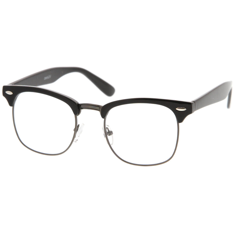 zeroUV Vintage Inspired Classic Horned Rim Half Frame Clear Lens Glasses 2933 Glasses White Smoke Black Gold,Black Gunmetal,Tortoise Gold,Tortoise Bronze,Black Silver,White Gold,Red Bronze,Black Black