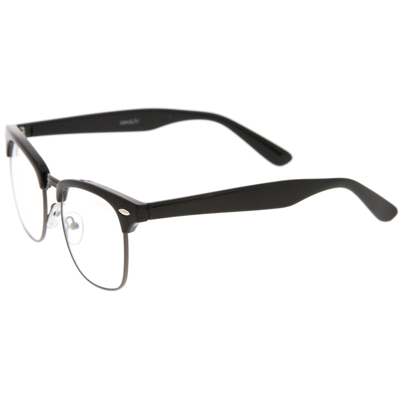 zeroUV Vintage Inspired Classic Horned Rim Half Frame Clear Lens Glasses 2933 Glasses White Smoke Black Gold,Black Gunmetal,Tortoise Gold,Tortoise Bronze,Black Silver,White Gold,Red Bronze,Black Black