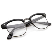 zeroUV Vintage Inspired Classic Horned Rim Half Frame Clear Lens Glasses 2933 Glasses White Smoke Black Gold,Black Gunmetal,Tortoise Gold,Tortoise Bronze,Black Silver,White Gold,Red Bronze,Black Black