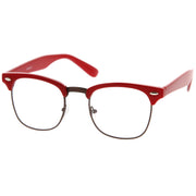 zeroUV Vintage Inspired Classic Horned Rim Half Frame Clear Lens Glasses 2933 Glasses White Smoke Black Gold,Black Gunmetal,Tortoise Gold,Tortoise Bronze,Black Silver,White Gold,Red Bronze,Black Black