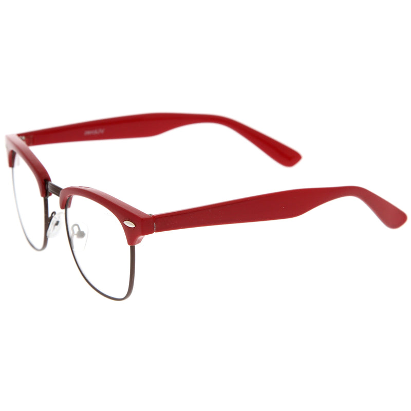 zeroUV Vintage Inspired Classic Horned Rim Half Frame Clear Lens Glasses 2933 Glasses White Smoke Black Gold,Black Gunmetal,Tortoise Gold,Tortoise Bronze,Black Silver,White Gold,Red Bronze,Black Black