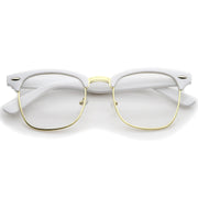 zeroUV Vintage Inspired Classic Horned Rim Half Frame Clear Lens Glasses 2933 Glasses Light Gray White Gold