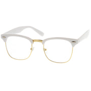 zeroUV Vintage Inspired Classic Horned Rim Half Frame Clear Lens Glasses 2933 Glasses White Smoke Black Gold,Black Gunmetal,Tortoise Gold,Tortoise Bronze,Black Silver,White Gold,Red Bronze,Black Black