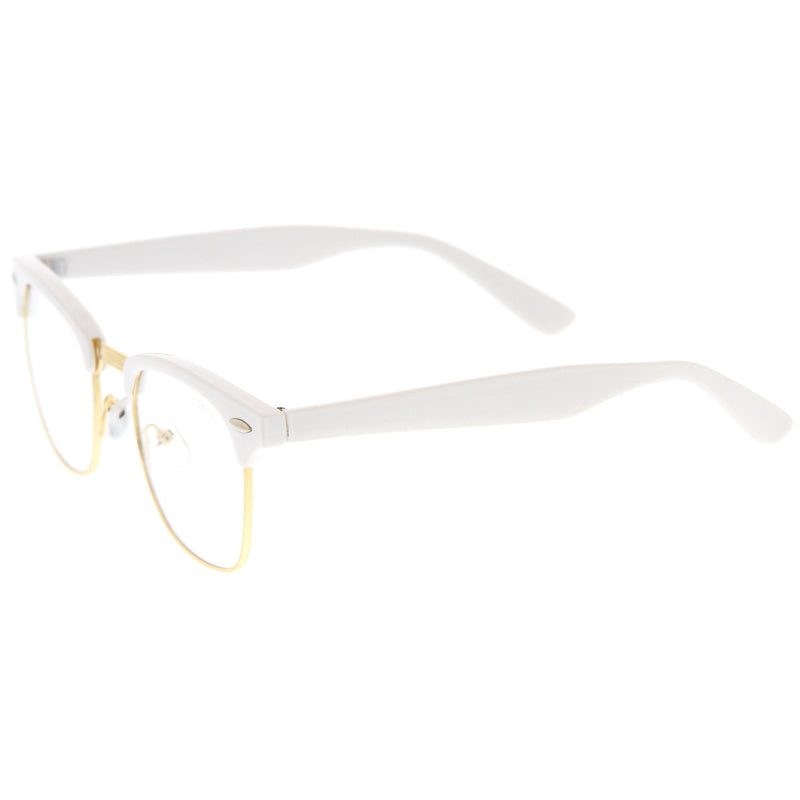 zeroUV Vintage Inspired Classic Horned Rim Half Frame Clear Lens Glasses 2933 Glasses White Smoke Black Gold,Black Gunmetal,Tortoise Gold,Tortoise Bronze,Black Silver,White Gold,Red Bronze,Black Black