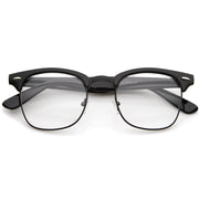zeroUV Vintage Inspired Classic Horned Rim Half Frame Clear Lens Glasses 2933 Glasses White Smoke Black Black