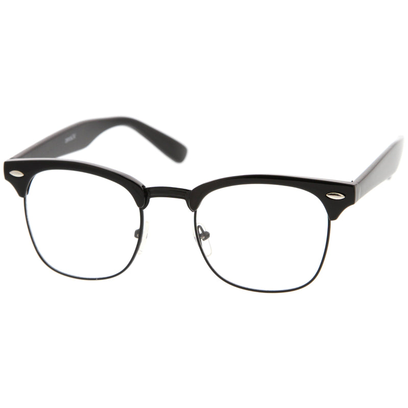 zeroUV Vintage Inspired Classic Horned Rim Half Frame Clear Lens Glasses 2933 Glasses White Smoke Black Gold,Black Gunmetal,Tortoise Gold,Tortoise Bronze,Black Silver,White Gold,Red Bronze,Black Black