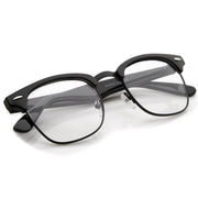 zeroUV Vintage Inspired Classic Horned Rim Half Frame Clear Lens Glasses 2933 Glasses White Smoke Black Gold,Black Gunmetal,Tortoise Gold,Tortoise Bronze,Black Silver,White Gold,Red Bronze,Black Black