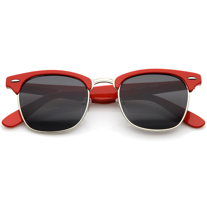 zeroUV Everyday Two-Tone Half Frame Sunglasses A703 Sunglasses White Smoke Red Silver / Smoke