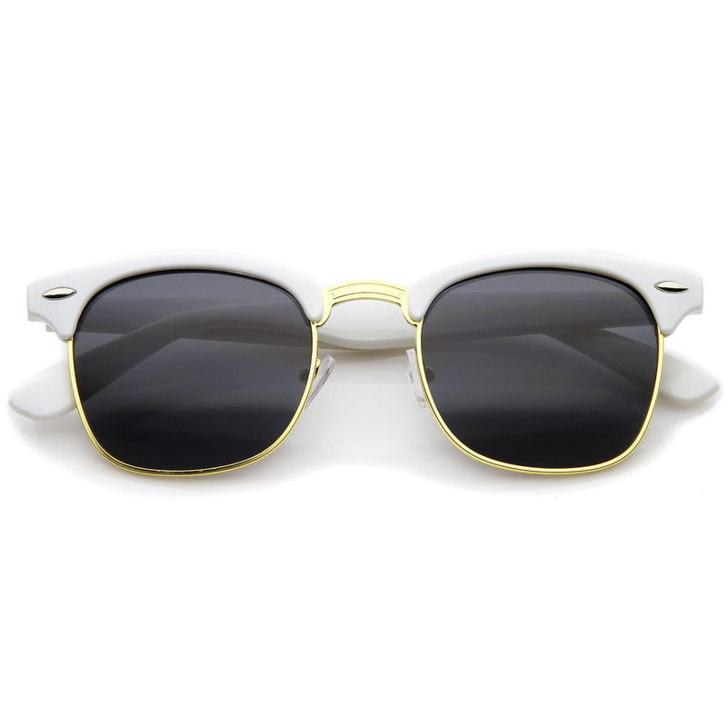 zeroUV Everyday Two-Tone Half Frame Sunglasses A703 Sunglasses White Smoke White Gold / Smoke