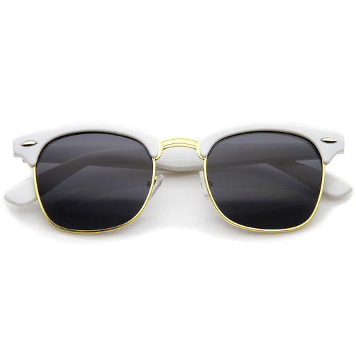zeroUV Everyday Two-Tone Half Frame Sunglasses A703 Sunglasses White Smoke White Gold / Smoke
