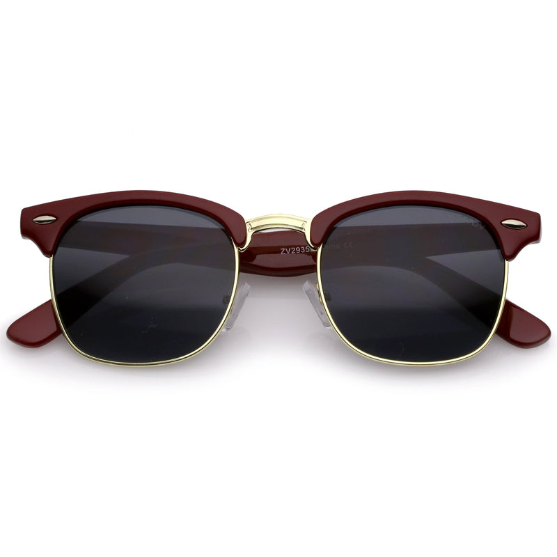 zeroUV Everyday Two-Tone Half Frame Sunglasses A703 Sunglasses White Smoke Burgundy Gold / Smoke