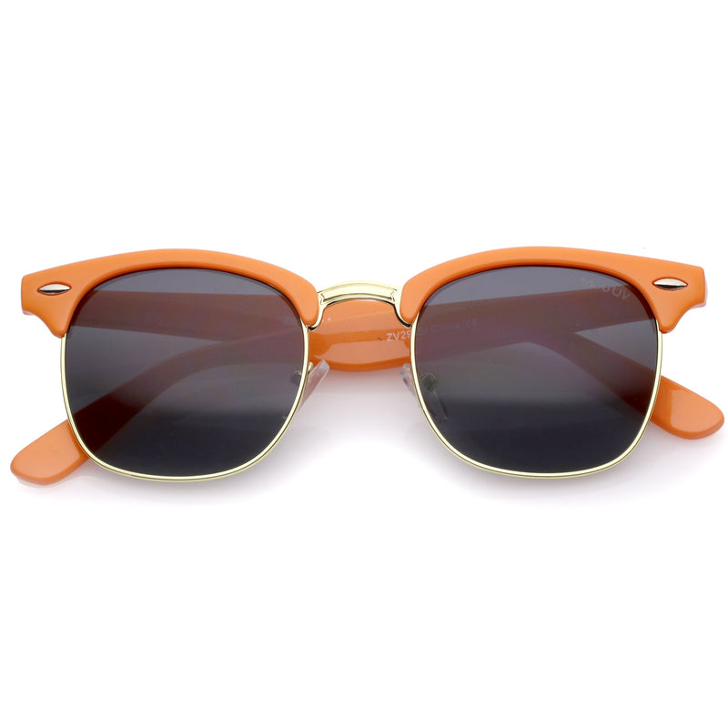 zeroUV Everyday Two-Tone Half Frame Sunglasses A703 Sunglasses White Smoke Orange Gold / Smoke
