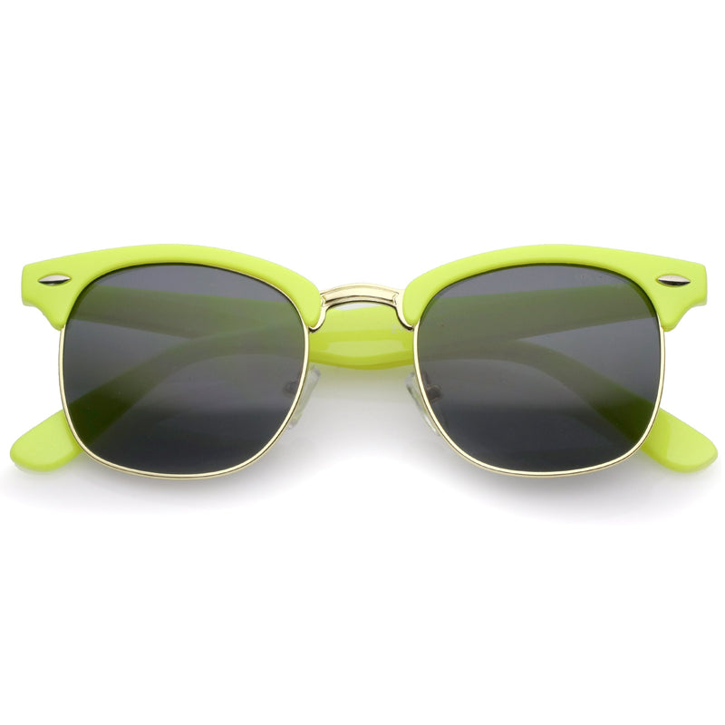 zeroUV Everyday Two-Tone Half Frame Sunglasses A703 Sunglasses White Smoke Yellow Gold / Smoke