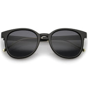 zeroUV Casual Metal Temple Square Lens Horn Rimmed Sunglasses A750 Sunglasses Dark Slate Gray Black-Gold / Smoke