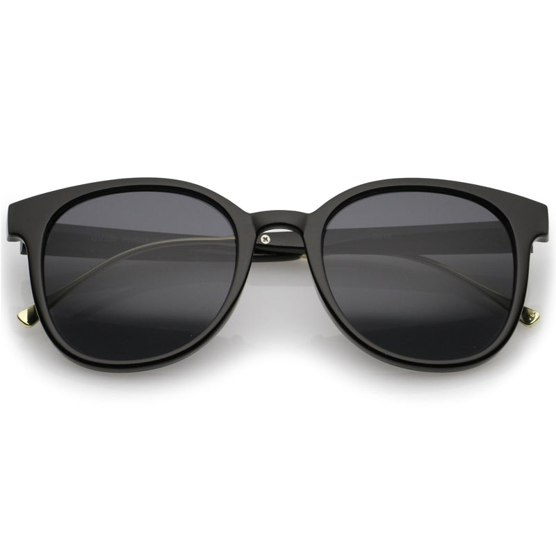 zeroUV Casual Metal Temple Square Lens Horn Rimmed Sunglasses A750 Sunglasses Dark Slate Gray Black-Gold / Smoke