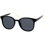 zeroUV Casual Metal Temple Square Lens Horn Rimmed Sunglasses A750 Sunglasses White Smoke Black-Gold / Smoke,Black-Silver / Lavender,Smoke-Gold / Smoke Gradient,Tortoise-Gold / Brown,Nude-Gold / Brown