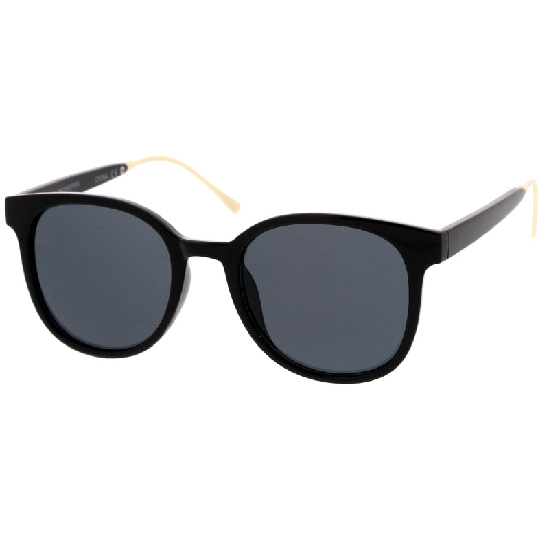 zeroUV Casual Metal Temple Square Lens Horn Rimmed Sunglasses A750 Sunglasses White Smoke Black-Gold / Smoke,Black-Silver / Lavender,Smoke-Gold / Smoke Gradient,Tortoise-Gold / Brown,Nude-Gold / Brown